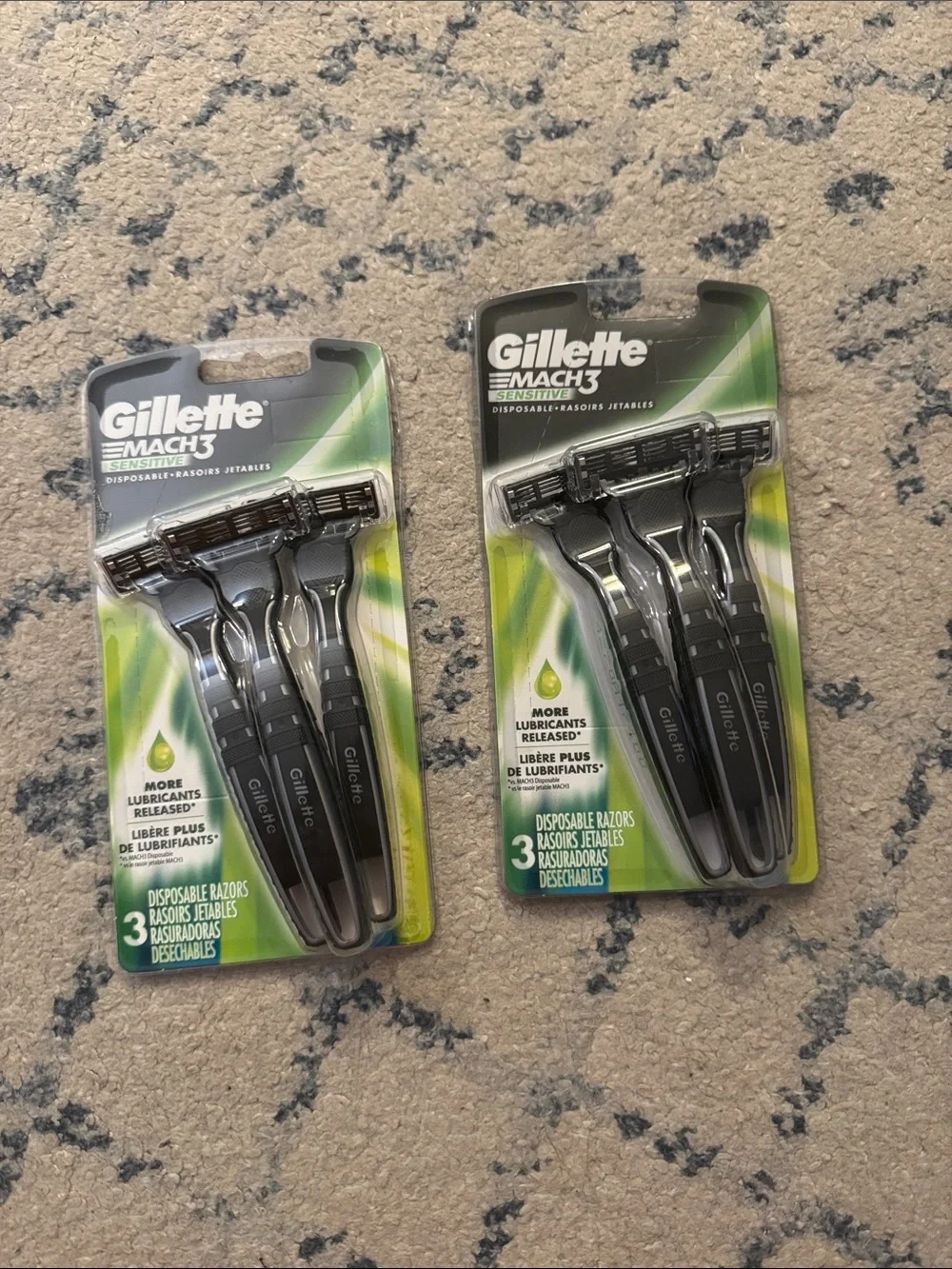 2 pack of Gillette Mach3 Sensitive Disposable Razors - Black (3 Pack)